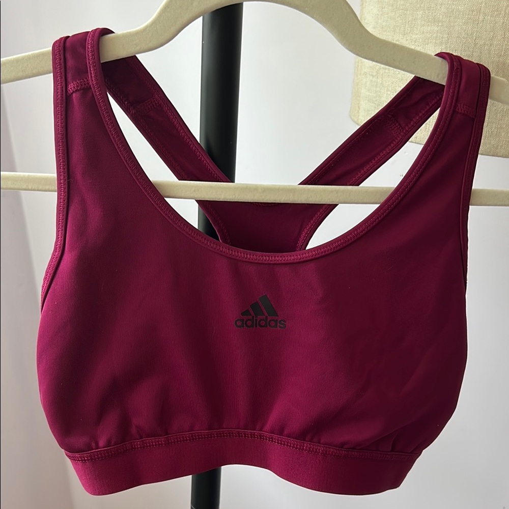 Adidas Red Sports Bra Racerback Stretchy